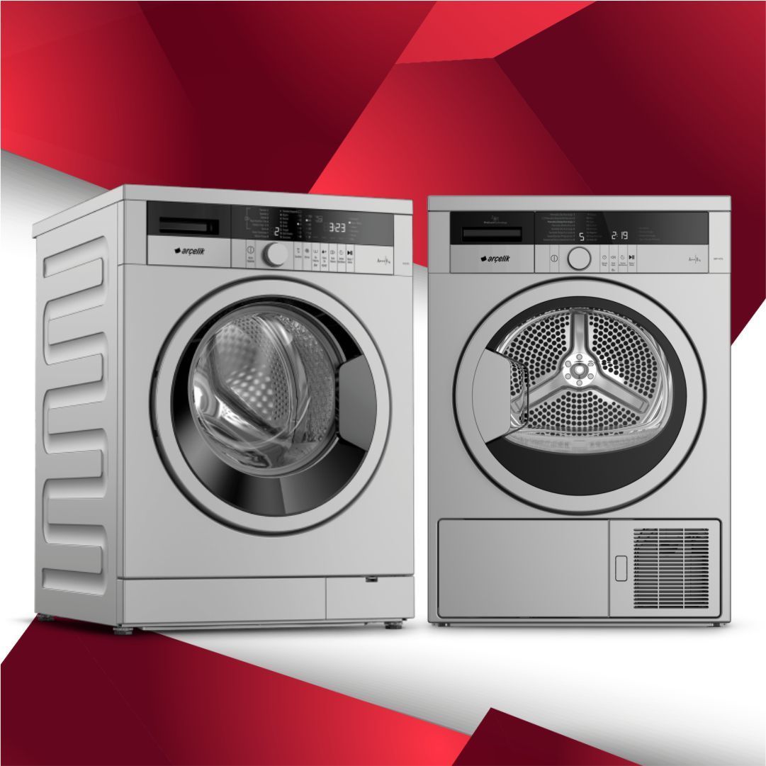 Arçelik 9 Kg Gri Dijital Panel Çamaşır Kurutma Seti